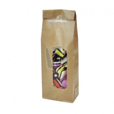 Papieren blokbodemzakjes met venster (per doos) gebruik: Papieren blokbodemzakjes met venster (per doos)