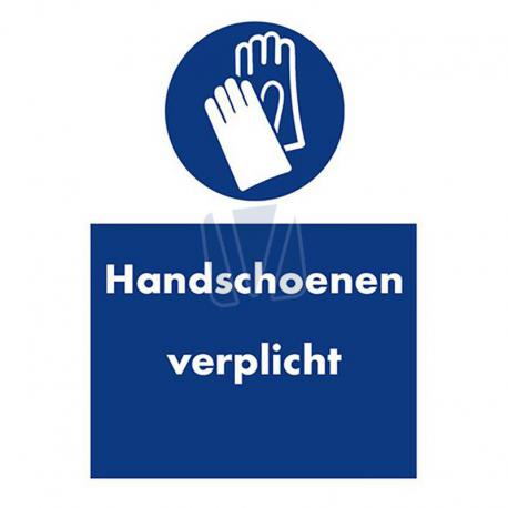 Veiligheidssticker handschoenen verplicht blauw