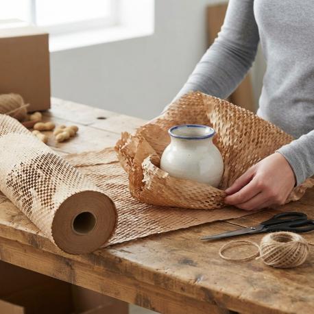 Honingraatpapier op rol gebruik: Honingraatpapier op rol